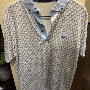 Greyson Light Blue and White Patterned Polo